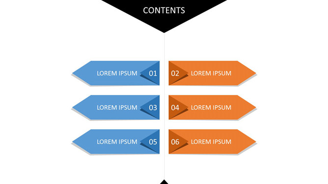 两列立体箭头PPT目录模板