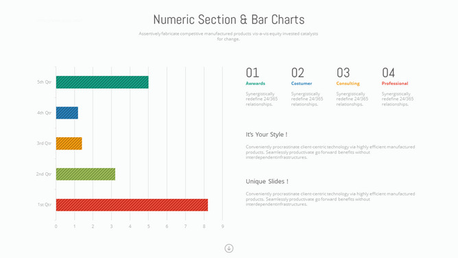 简约横向柱状图PPT素材