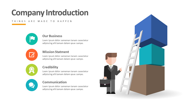 商务小人梯子PPT图形