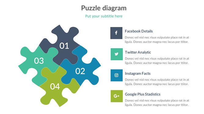 四项拼图PPT图形素材