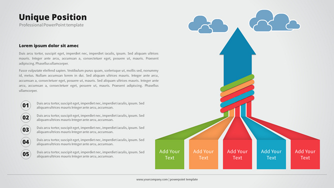 聚合五项箭头PPT图形