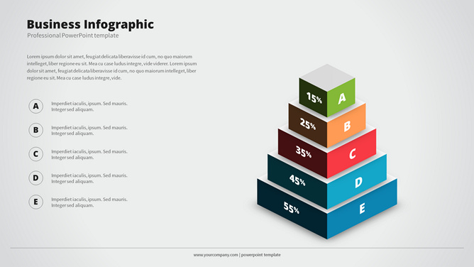 五层立体方块PPT图形