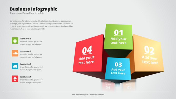 立体方块四项并列PPT素材