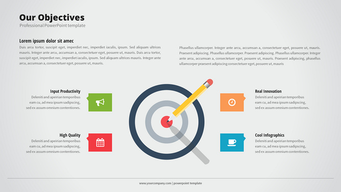 铅笔靶子靶心目标PPT图形
