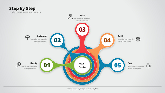 圆圈五项并列PPT素材