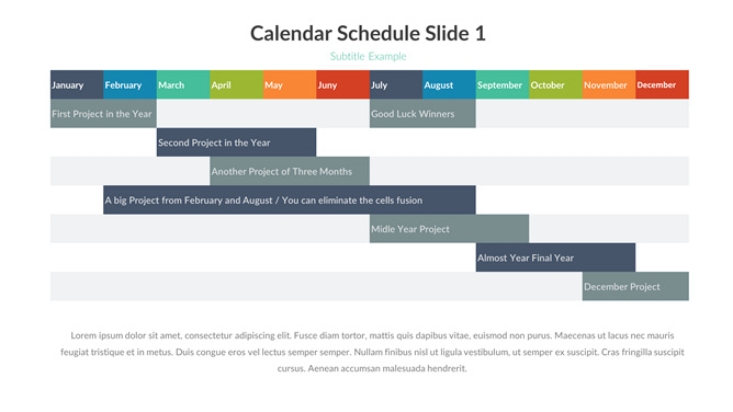一年月份PPT甘特图素材
