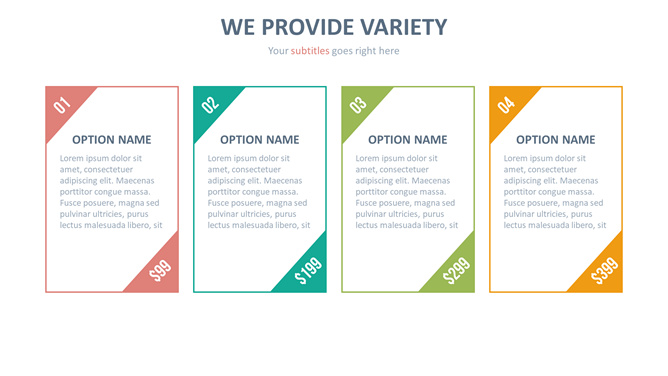 四项并列PPT文本框素材