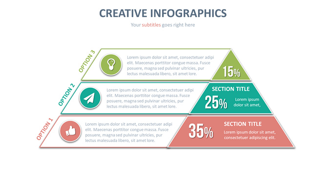 三层金字塔百分比PPT素材