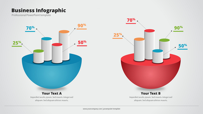 半球柱状图对比PPT素材