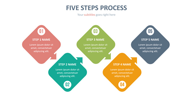 五步步骤流程图PPT素材