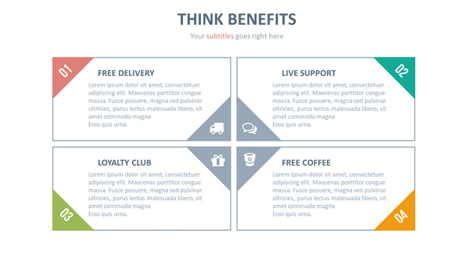 四项并列文本框PPT素材