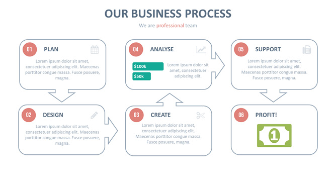文本框箭头流程图PPT素材